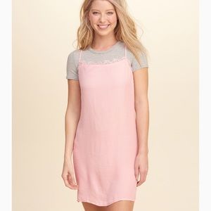 Hollister pink satin slip dress